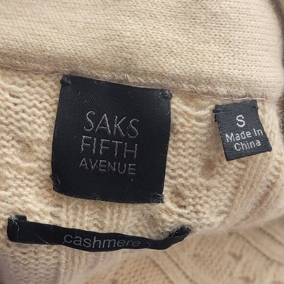 Saks Fifth Avenue Sweater Women S Cashmere Oversized Cardigan Cable Knit - Picture 6 of 7